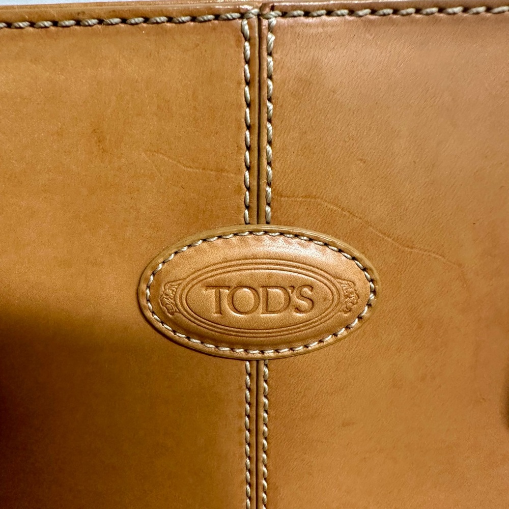 Tod's Cognac Leather Tote with Top Handles - Picture 2 of 11